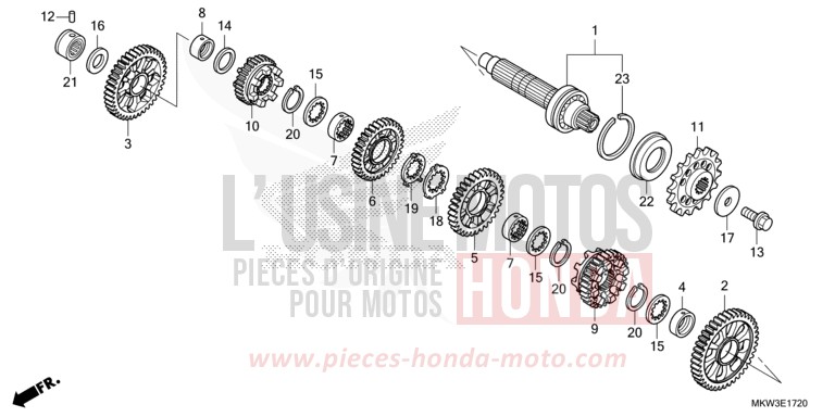 BOITE DE VITESSES (ARBRE INTERMEDIAIRE) (NC750XD) von NC750X DCT GRAND PRIX RED (R380) von 2021
